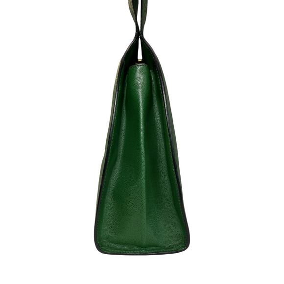 Vintage Celine Bag Green Leather Top Handle Shoulder Tote Made in Italy - Picture 12 of 15